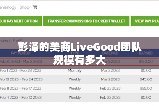 彭泽的美商LiveGood团队规模有多大